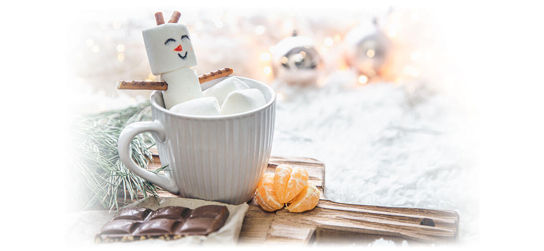 Christmas style marshmallows in hot chocolate