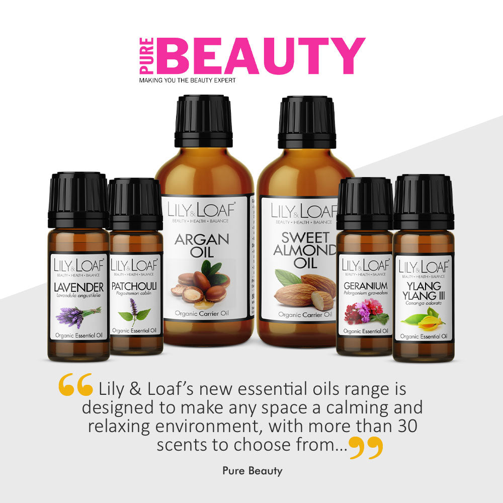 Featured in Pure Beauty, Lily & Loaf's organic essential oils range, ideal for creating a tranquil space.