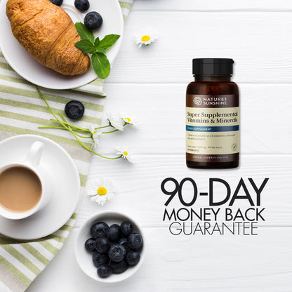 90-day money-back guarantee for Nature's Sunshine's Super Supplemental Vitamins and Minerals