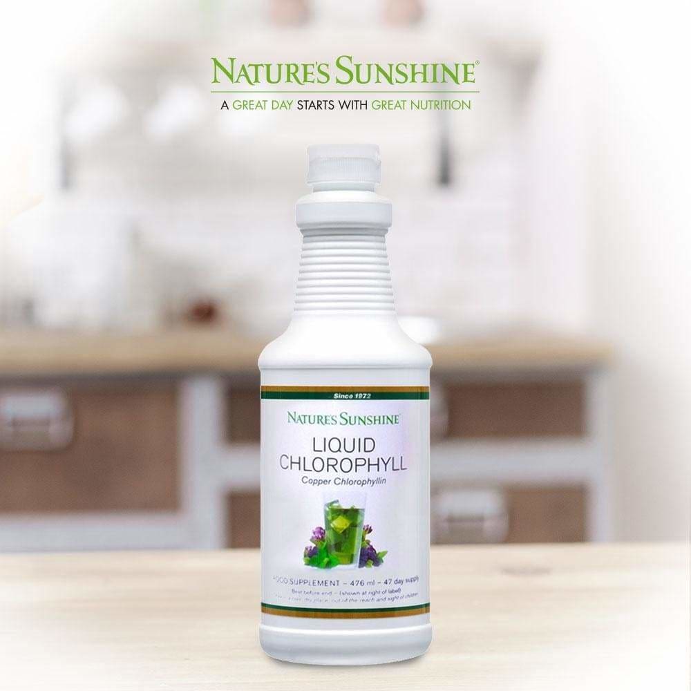 Nature's Sunshine Liquid Chlorophyll bottle, a dietary supplement for wellness by Lily & Loaf.