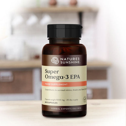 Nature's Sunshine Super Omega-3 EPA, 60 capsules for heart, brain, and vision health.