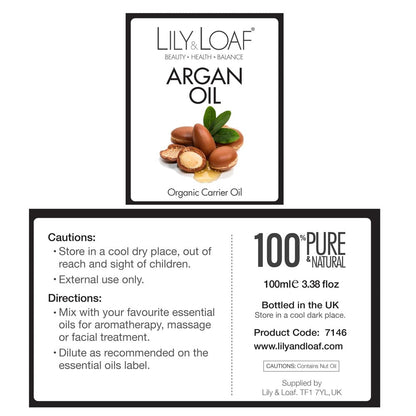 Lily and Loaf - Argan Organic Carrier Oil (100ml) - Carrier Oil