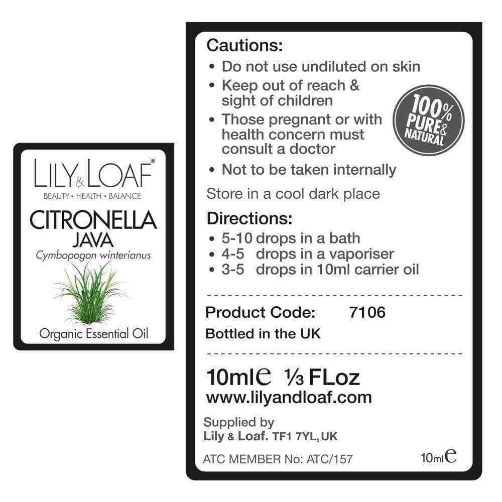 Lily & Loaf - Citronella Organic Essential Oil 10ml - Essential Oil