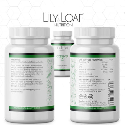 Lily and Loaf - Cod Liver Oil 1000mg (90 Softgel Capsules) - Softgel Capsule